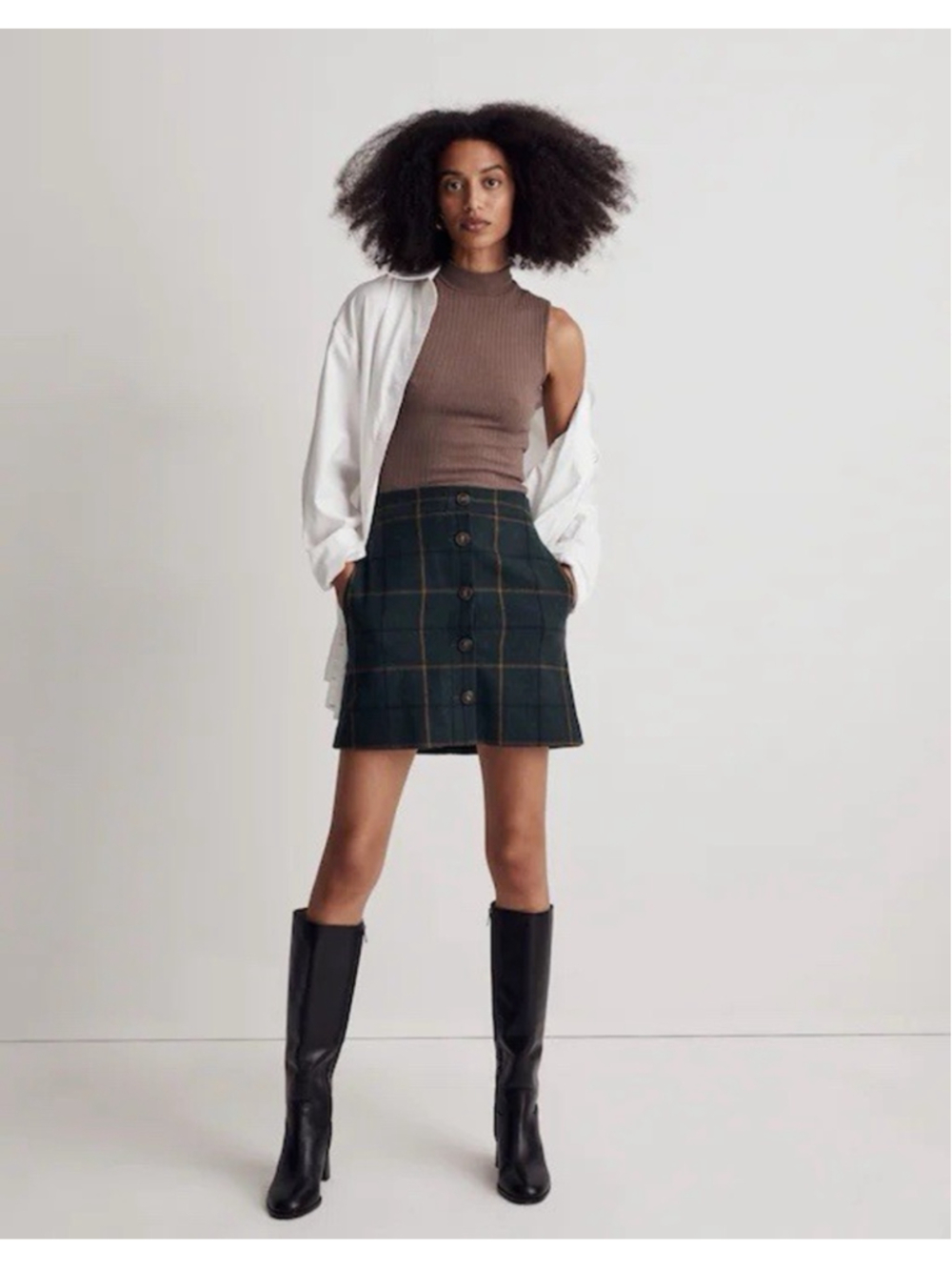 Madewell Button Front Plaid Italian Wool Mini Skirt Size 0 NWOT SOLD OUT